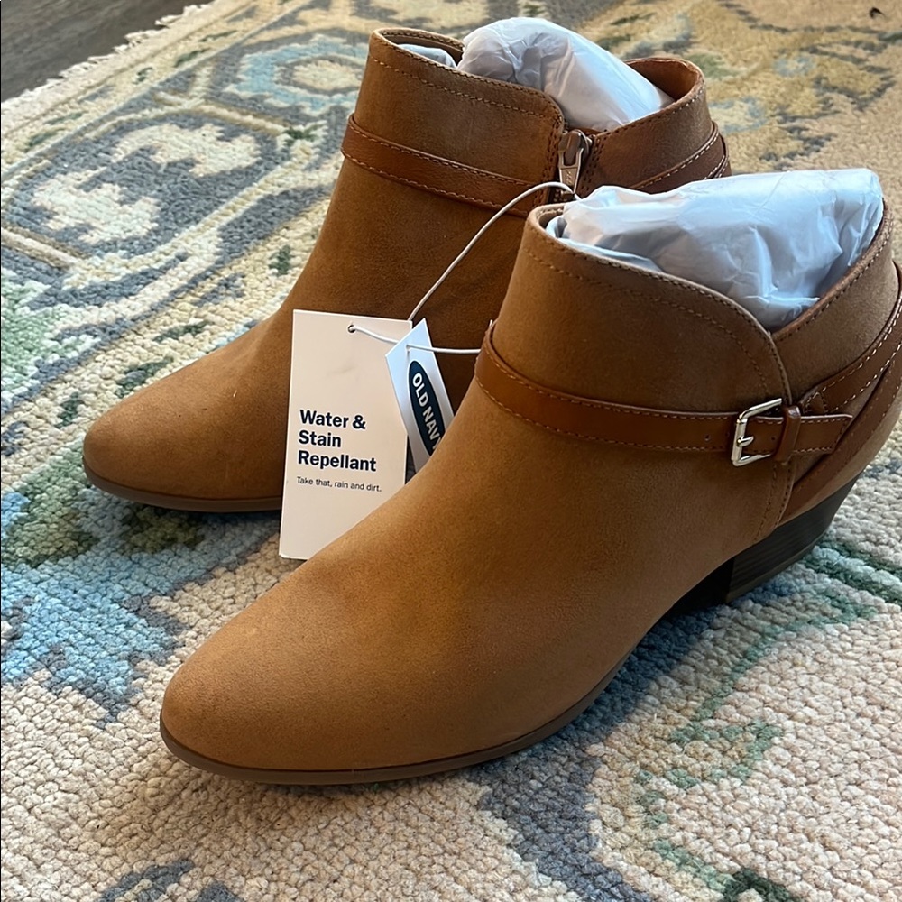 Old Navy Tan Ankle Booties with Suede Finish